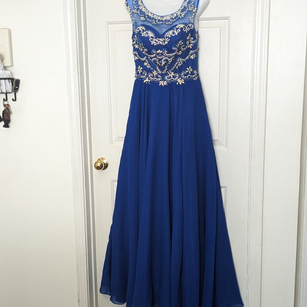 PANOPLY Women's  Beaded Prom Dress Long Size 6 Blue